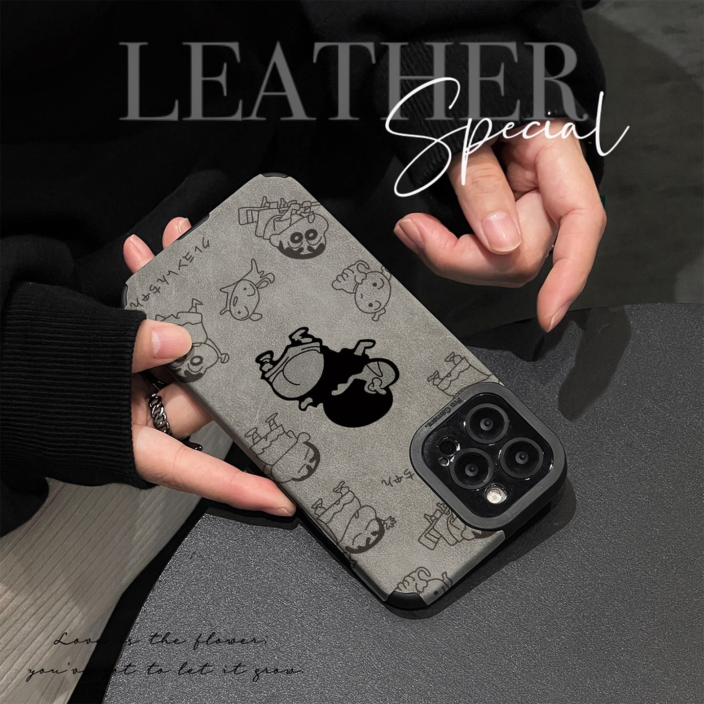 初绽适用红米NOTE15proplus手机壳14时尚12青春11情侣note10pro翻毛皮线条可爱卡通小众皮质软全包时尚保护套