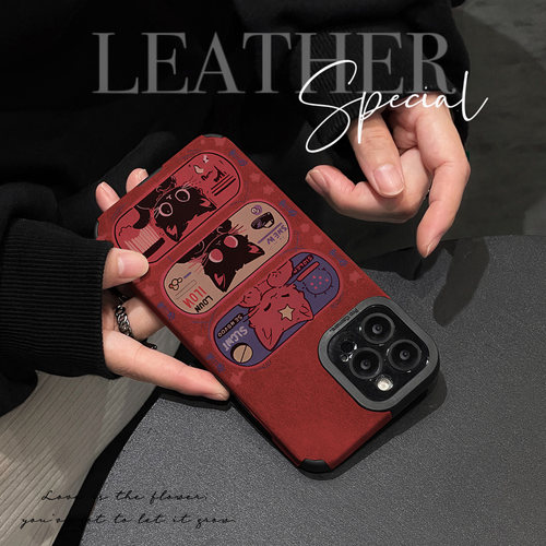 初绽适用一加ACE5pro手机壳1+15 13 12 11r翻毛皮拼色彩绘小猫情侣潮高档皮质软ace3全包2pro青春保护套外壳