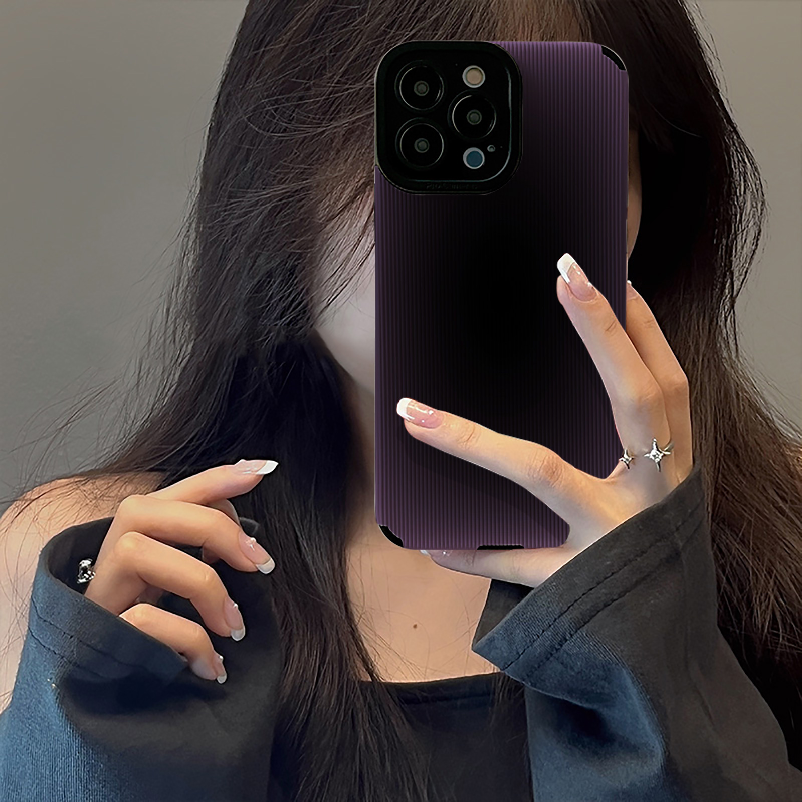 初绽适用oppo小众暗黑紫色渐变reno10手机壳7PRO防摔RENO6简约9pro全包8pro+个性皮质软RENO5创意4se保护套女