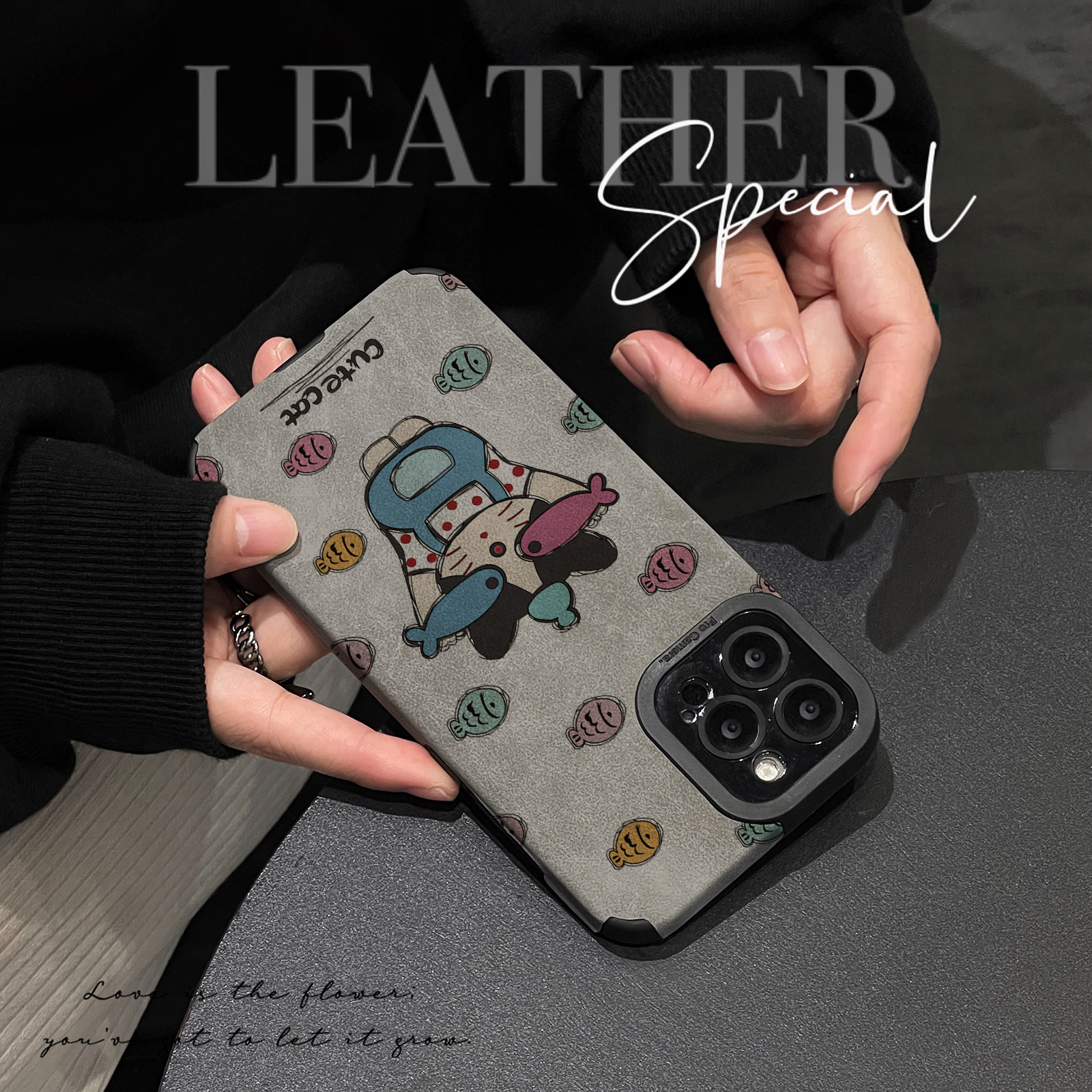 初绽适用红米NOTE14proplus手机壳12时尚10青春9情侣note8pro翻毛皮波点搞怪小猫小众皮质软全包时尚潮保护套