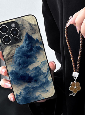 适用oppofind x7梦境版x6手机壳r11s创意x5十字纹视觉蓝色山川皮质软全包x3新款pro挂绳r17小众R15情侣保护套