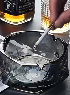 ins创意家用玻璃烟灰缸轻奢潮流客厅高端几何烟缸办公室时尚烟盅