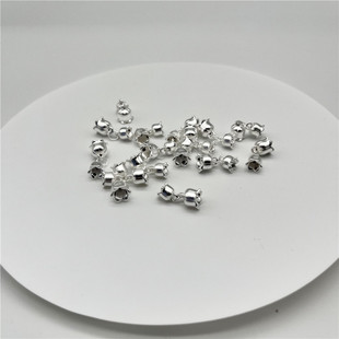 999足银铃兰花吊坠纯银挂件手工编织diy手链小配件3D硬银银饰品