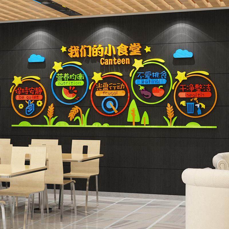 食堂文化墙贴面育坊小饭桌餐厅布置幼儿园环创主题托管班装饰成品,家居饰品,软装墙贴,淘宝优惠券,粉丝福利购,淘宝优惠卷