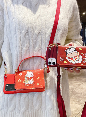 oppo A1K手机壳A8挂绳A52手提A92S斜挎A72网红5G女A9卡包2020创意A11X红色A9PRO潮f11牛年A91便携A32/A53软套