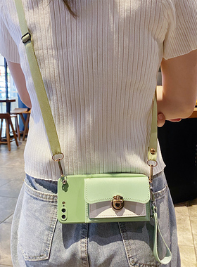 适用于华为P20手机壳青春lite小清新NOVA3E抹茶绿P1零钱卡包P10PLUS斜挎背带挂绳P20PRO硅胶EML-AL00网红女款