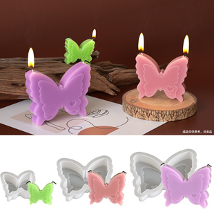 大中小爱心蝴蝶蜡烛摆件硅胶模具diy香薰石膏饰品滴胶模具