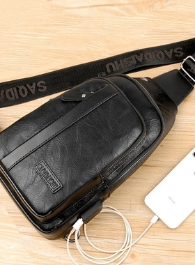 香港I.TGREG男士胸包真皮休闲男包牛皮单肩包潮牌斜挎包胸前背包