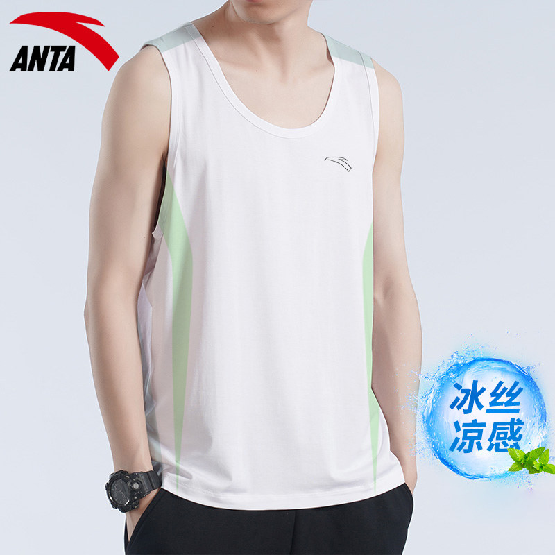 安踏无袖T恤男速干针织背心夏季冰丝凉感健身跑步训练汗衫运动服