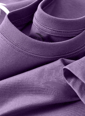 安踏紫色体恤衫男女同款大码透气潮流无性别短袖时尚百搭运动T恤