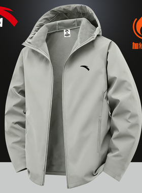 安踏男款外套加绒夹克秋冬梭织外衣防风防泼水户外跑步运动风衣男