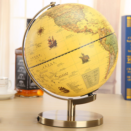 世界地球仪仿古摆件学生用高清25cm中号儿童书房复古装饰品20cm小