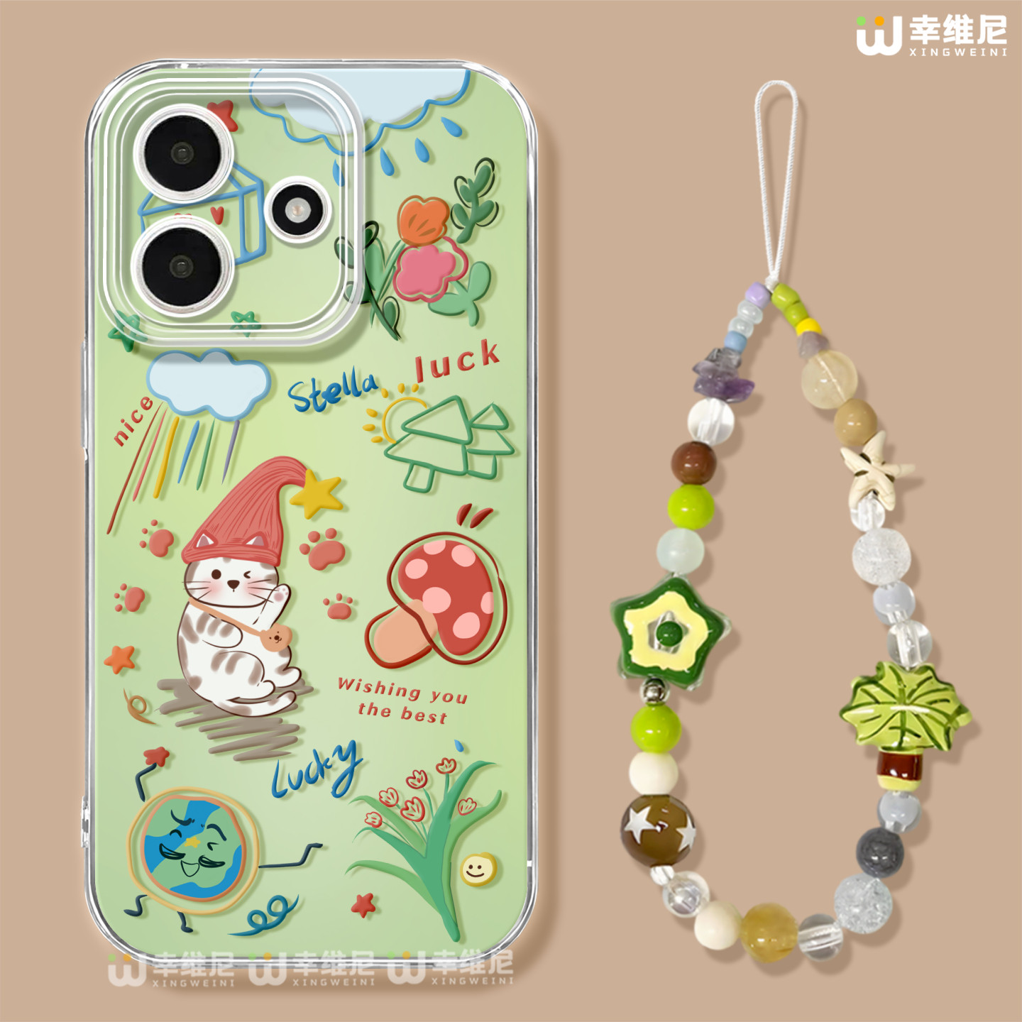 适用红米note15pro手机壳女款note14保护套小米note13防摔Turbo5蘑菇小猫10pro全包note9透明12turbo硅胶软壳