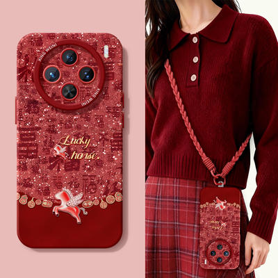 2026年适用vivox300pro手机壳红x100s保护套x80硅胶x70全包防摔x90pro+新年x200promini马年pro+软x60外x200s