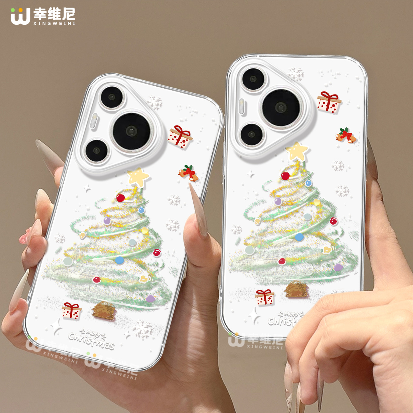 适用华为Pura80pro手机壳圣诞款pura70保护套p40新款ultra硅胶art防摔p50全包p20圣诞树pro+软p30透明p60pro