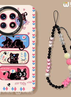 适用一加15手机壳女款1+12保护套硅胶一加10全包13T防摔9pro外壳9rt卡通黑猫ace5竞速版新款1+10pro软壳+Ace6