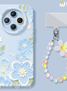 适用vivox300手机壳女款x200s保护套x100pro硅胶x80全包防摔x90pro+新款x200promini油画花朵pro+软x60外x90s