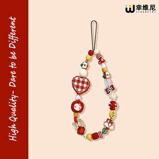 草莓kt猫手机挂绳手机链挂手腕精致高级感多巴胺链绳挂件链条手腕款超好看的串珠挂饰手链2026年新款手机挂链