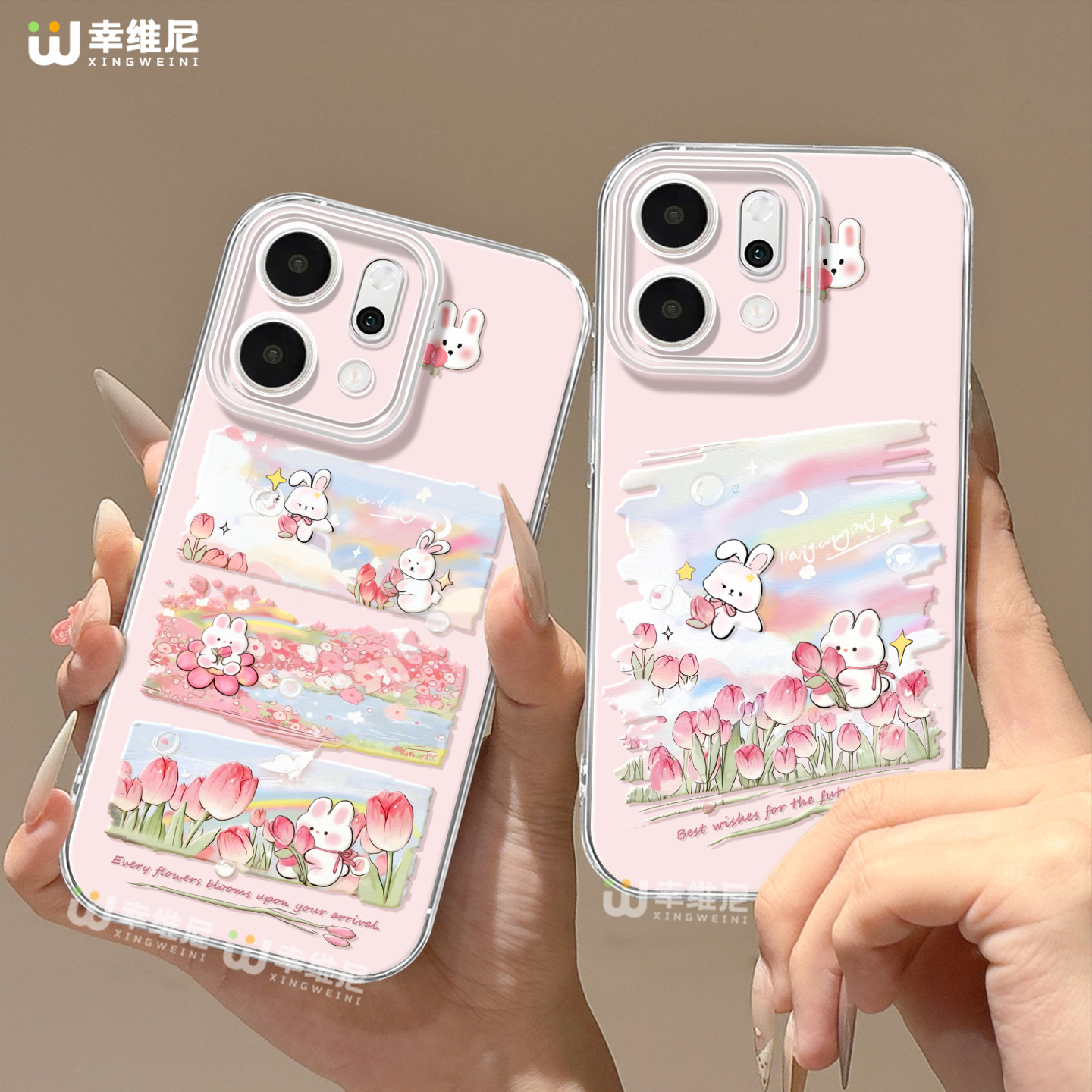 适用opporeno15手机壳春天兔子reno14pro防摔13全包11pro硅胶9/8/6女款reno7se透明oppo软壳5por保护套reno12