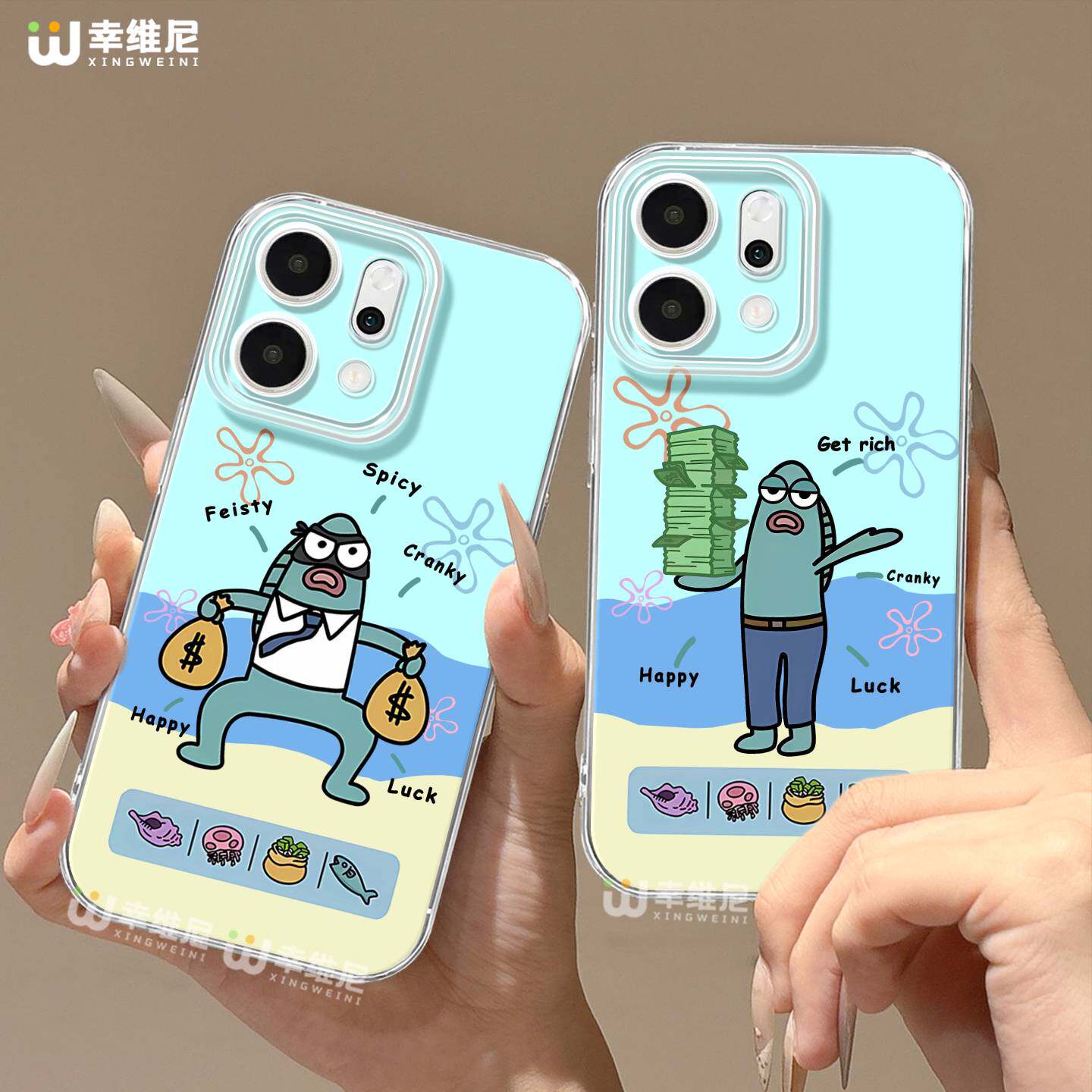 适用opporeno15手机壳情侣reno14pro防摔13全包11pro硅胶9/8/6比奇堡鱼reno7se透明oppo软壳5por保护套reno12