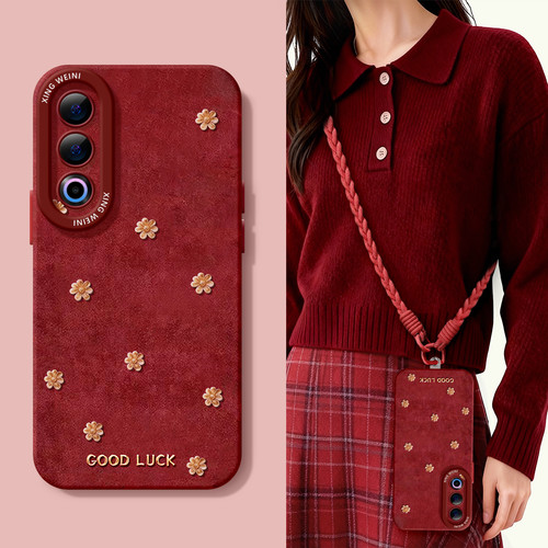 适用魅族21手机壳女款魅族21pro保护套软硅胶21Note全包红色金花马年20新年MEIZU网红小众魅族note16Pro外壳