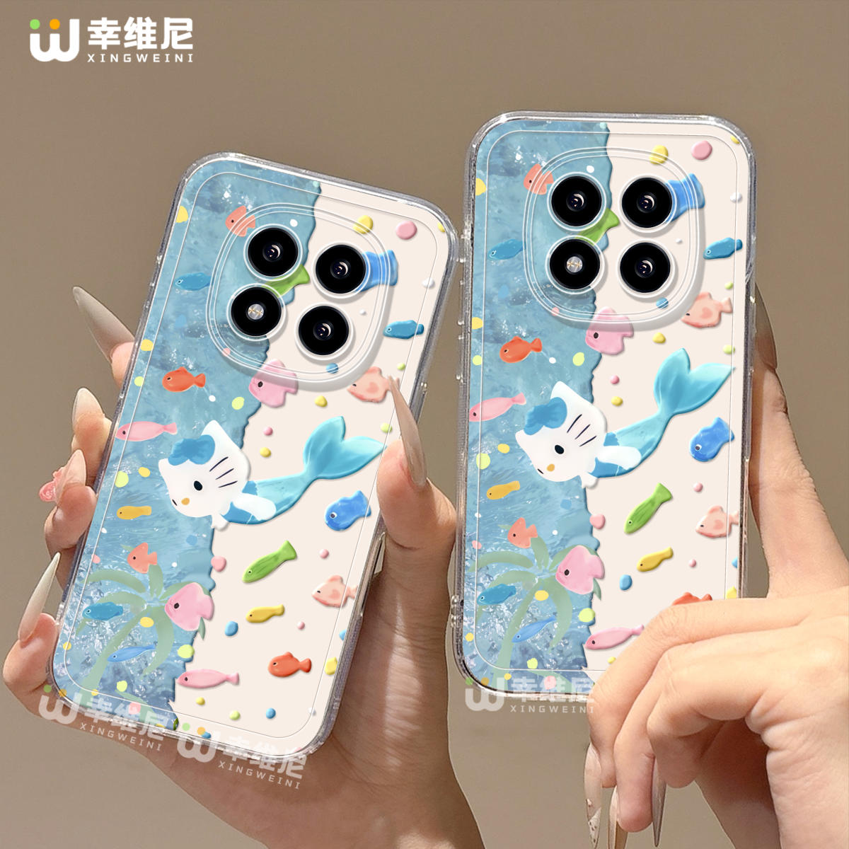 适用红米note14手机壳女款note13保护套小米note11pro硅胶Turbo4防摔10pro全包note9透明12turbo海洋小猫软壳