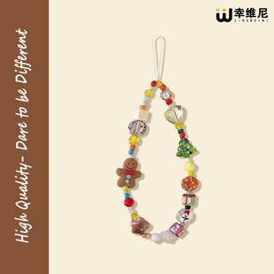 2026年新款手链圣诞树手机挂绳手机链挂手腕精致高级感多巴胺链绳挂件链条手腕款超好看的串珠女挂饰手机挂链