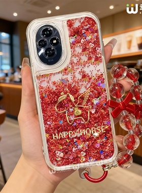 适用荣耀500手机壳流沙金400pro本命年200pro红色90gt硅胶80se全包100本命新年300Ultra金钱小马70pro马年x60