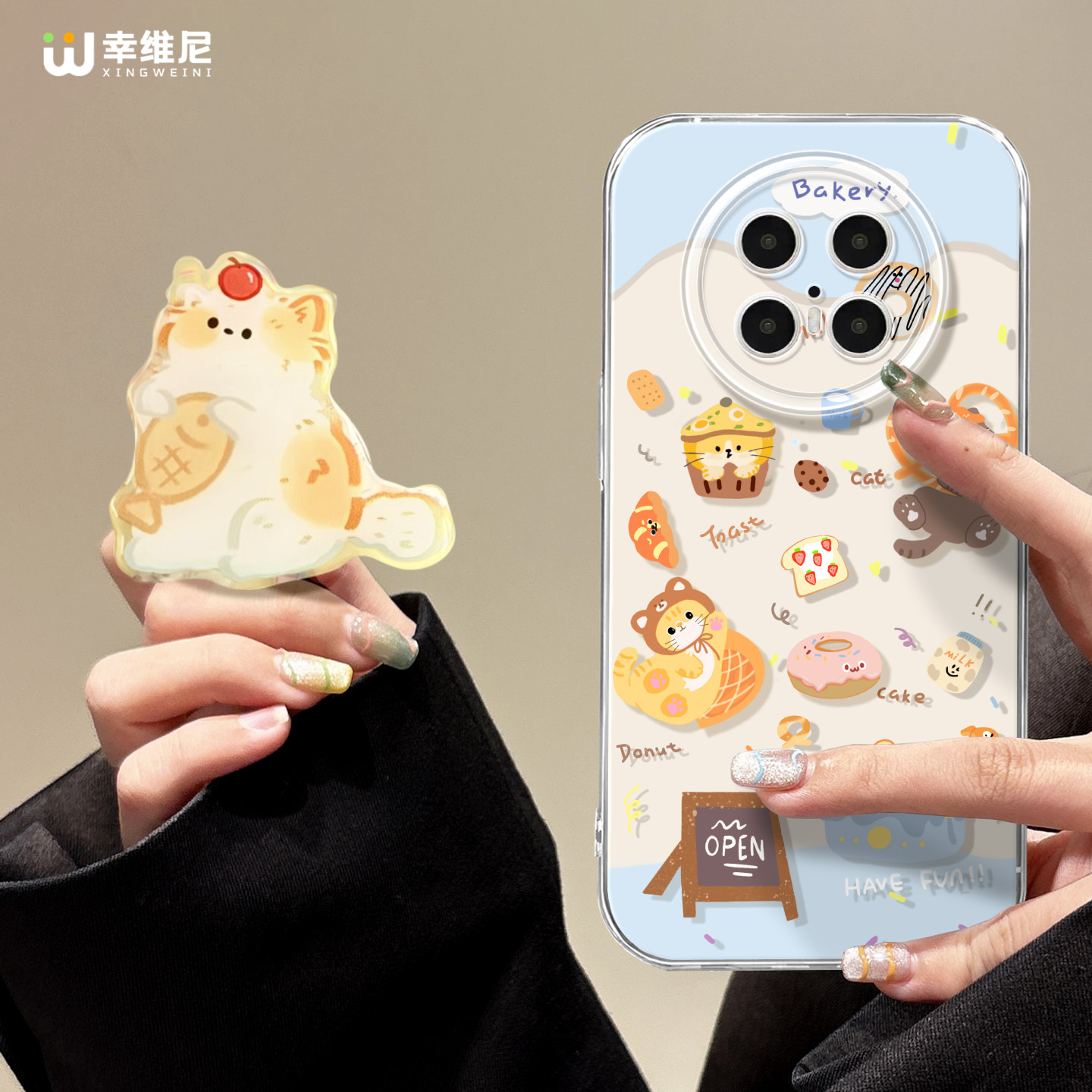 适用华为mate80pro手机壳女款mate60保护套30pro硅胶60pro+全包防摔40por软壳60RS透明meta50e面包小猫mate70