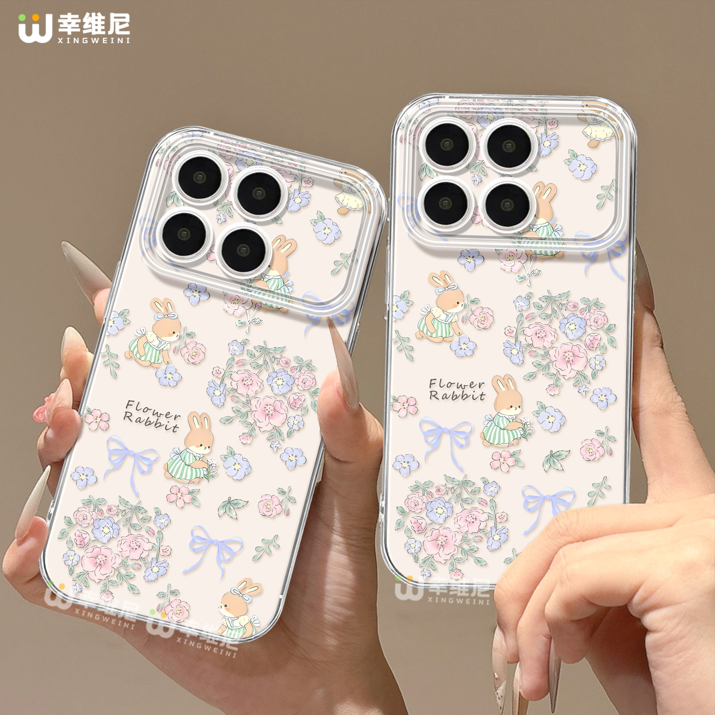 适用红米k90手机壳女款k70pro保护套小米k60全包硅胶k80至尊版redmi防摔k40por可爱k30花丛兔子软k50电竞透明