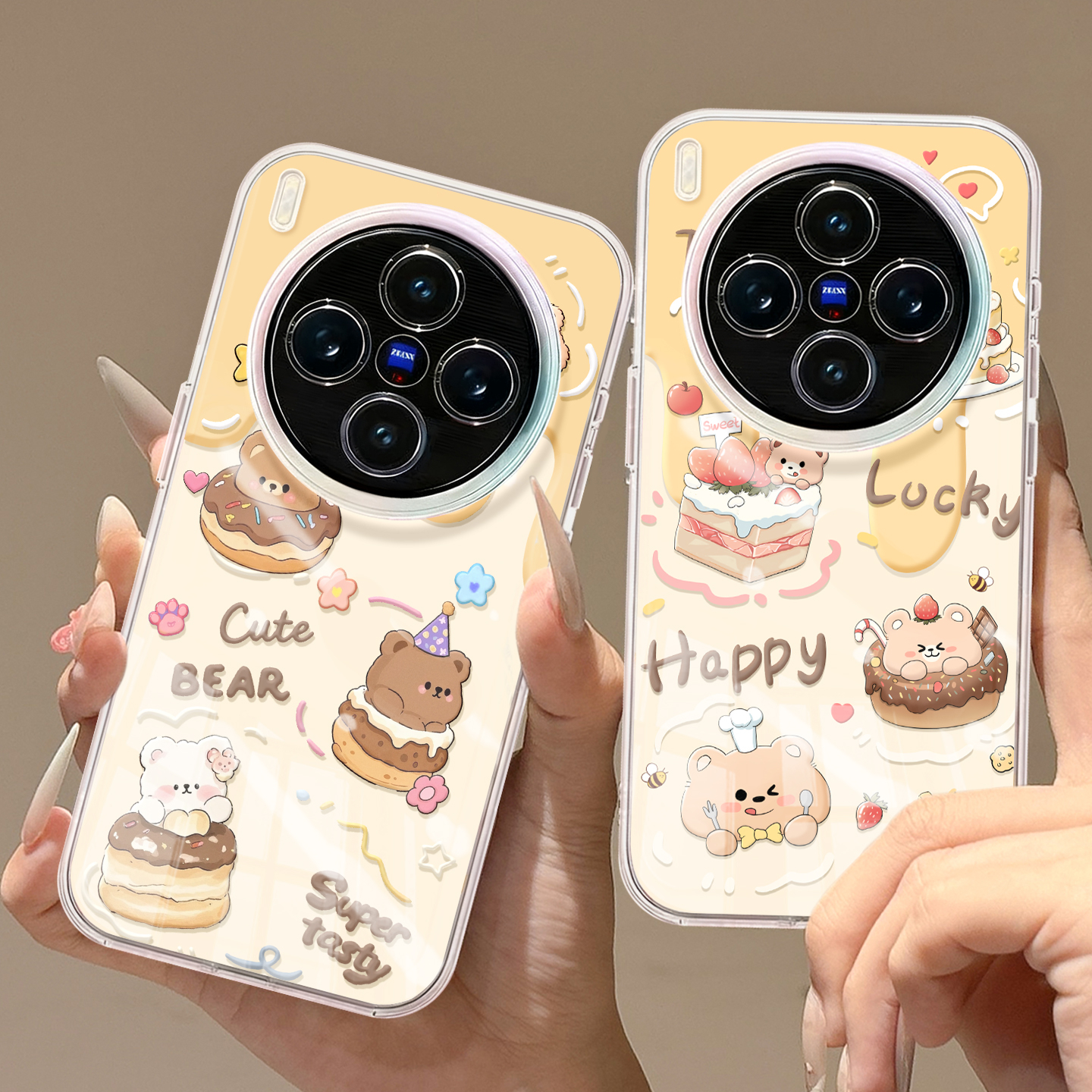 奶油熊适用vivox300pro手机壳x200s保护套x100pro硅胶x80全包防摔x90新款X300por女款pro+软壳x60透明promini