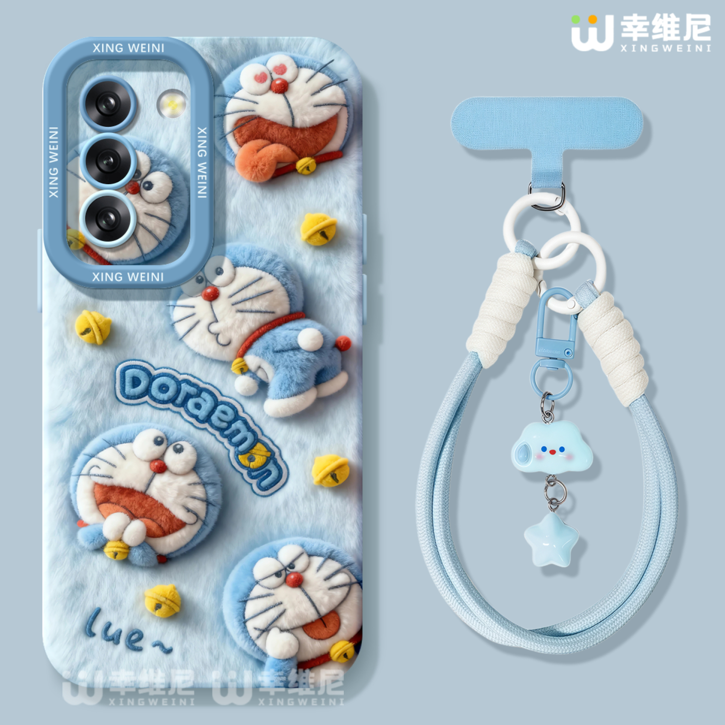 适用三星Galaxy S25手机壳女s24ultra保护套挂绳硅胶s21全包s21plus防摔Galaxy外壳蓝胖子s23新款s22软壳Plus