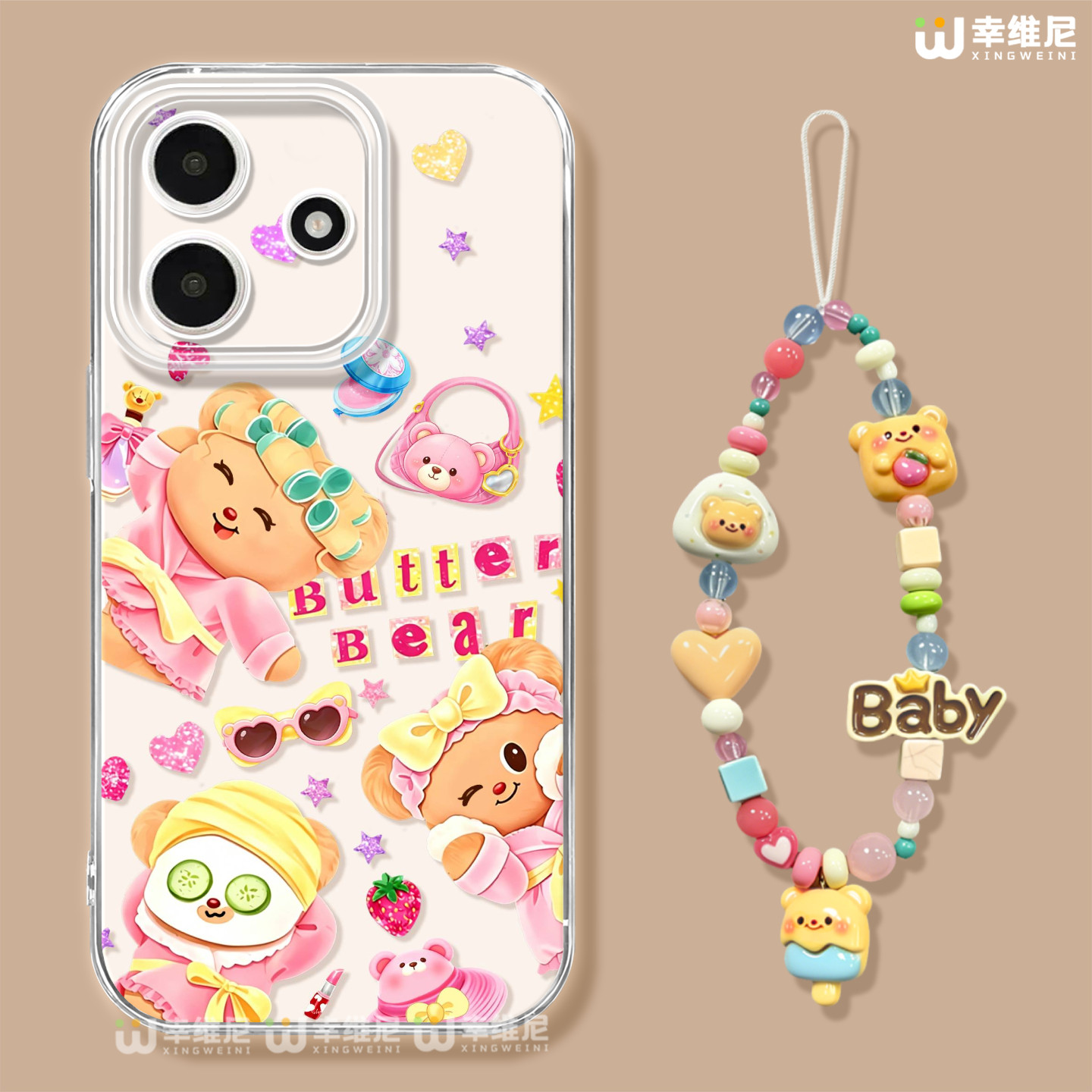 适用红米note15pro手机壳女款note14保护套小米note13防摔Turbo5黄油小熊10pro全包note9透明12turbo硅胶软壳