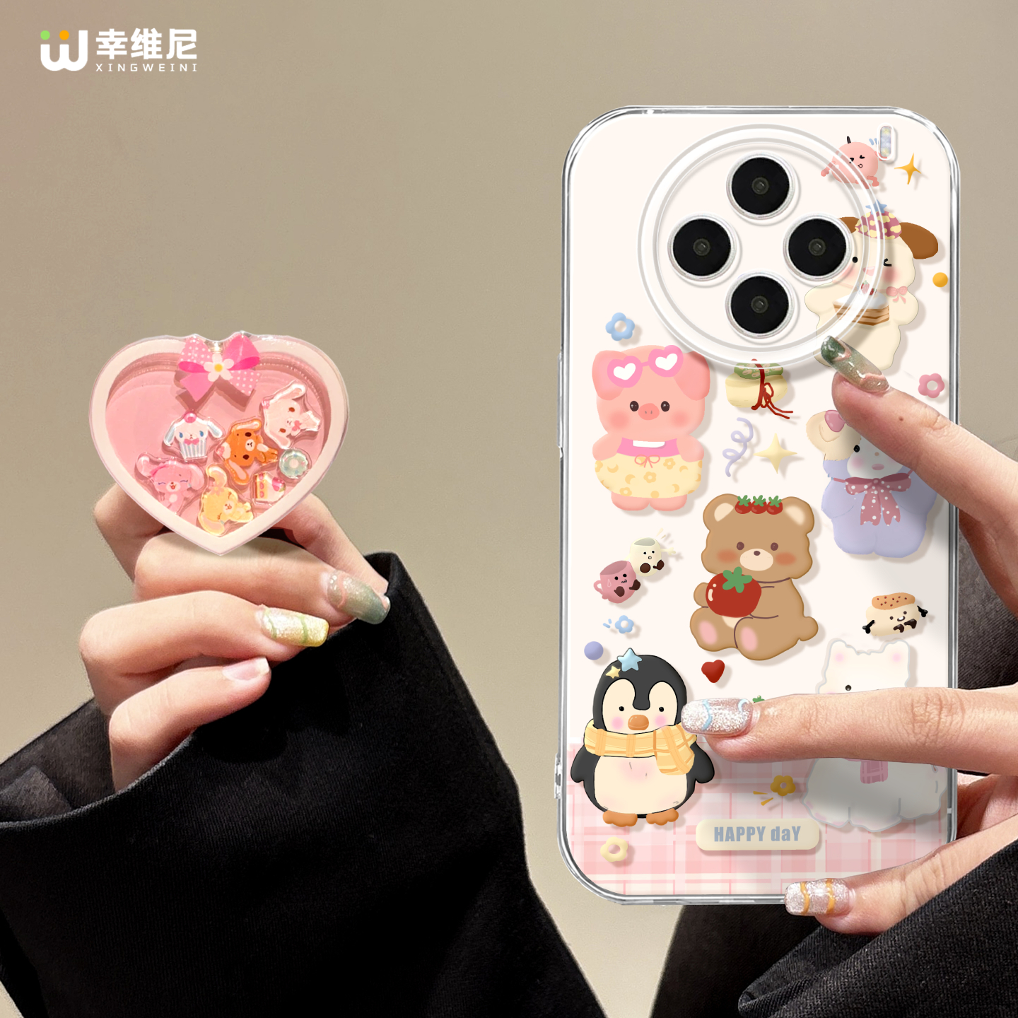 适用vivox300手机壳女款x100s保护套x80pro硅胶s30全包s18防摔s19新款x200promini卡通动物s20软s17外x90透明