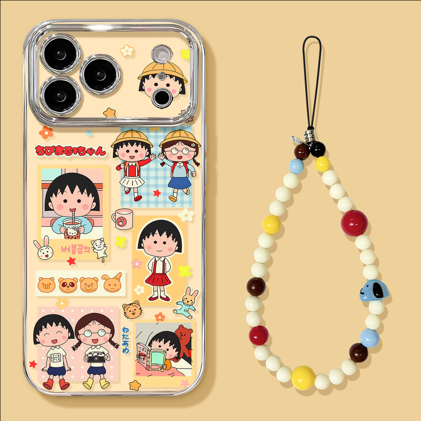 幸维尼适用苹果17promax手机壳17pro电镀大视窗16Promax樱桃小丸子17air高级16Pro可爱15卡通16挂绳iPhone17