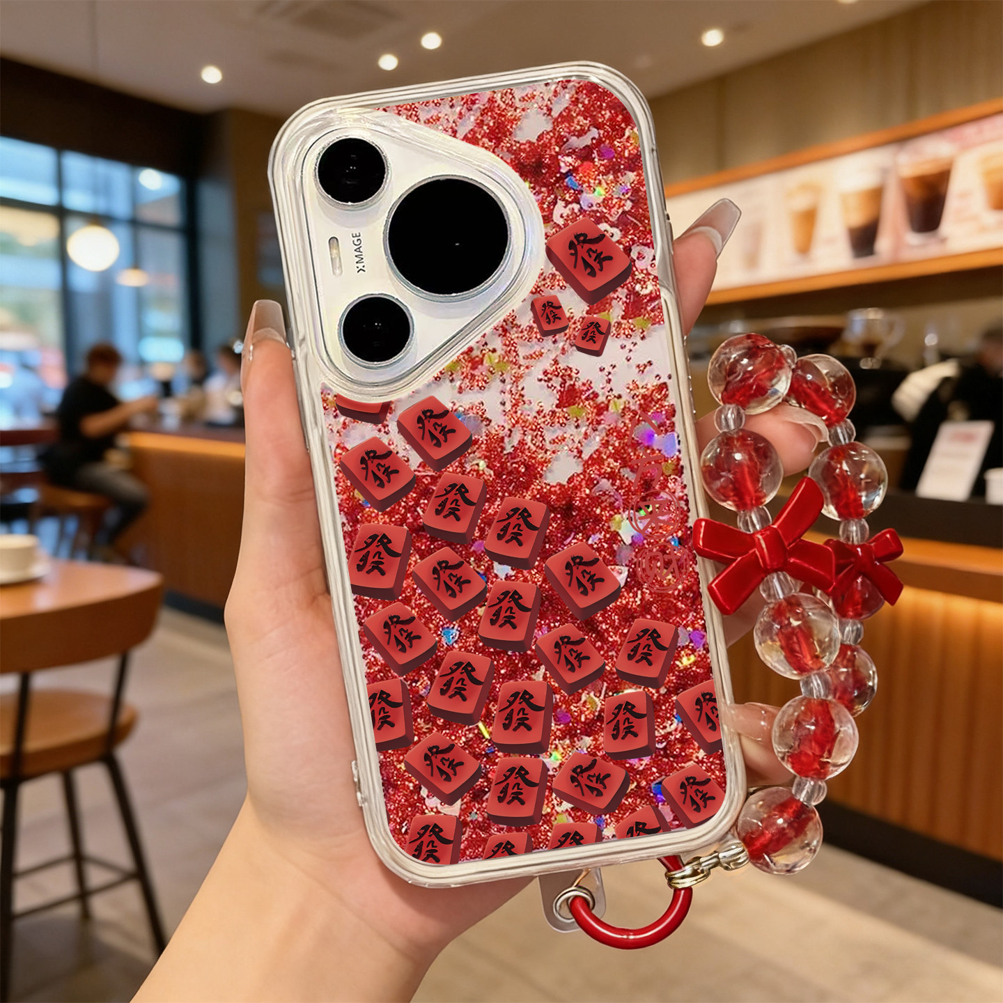 适用华为Pura80pro手机壳流沙红pura70保护套p40新