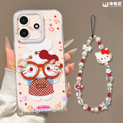 适用红米note15pro手机壳女款note14保护套小米note13硅胶Turbo4防摔10pro全包note9透明12turbo眼镜KT猫软壳