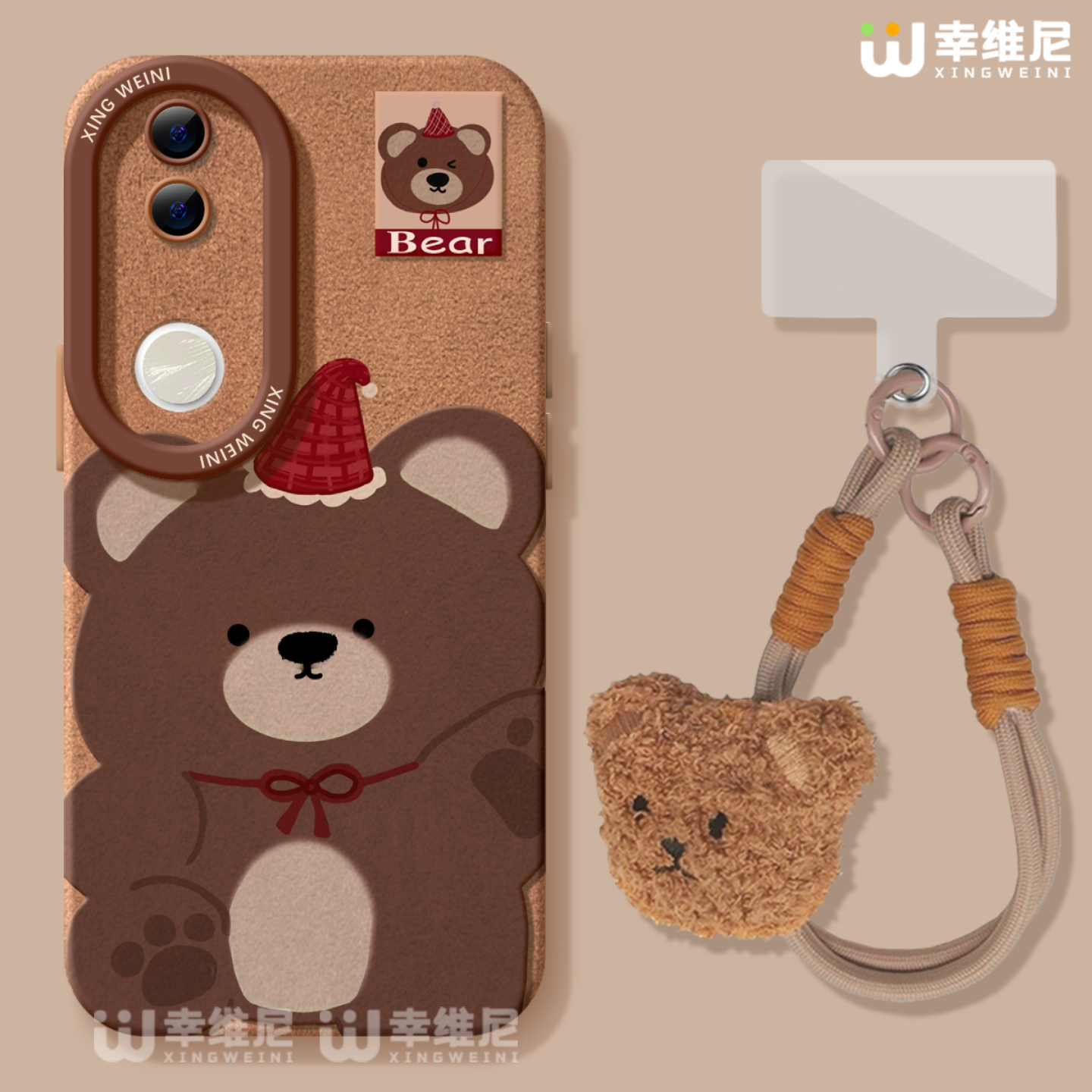 适用vivos30promini手机壳vivo女款s20pro保护套s18e全包s19防摔s16s15s12硅胶s10软s17外壳s9棕色小熊s7新款