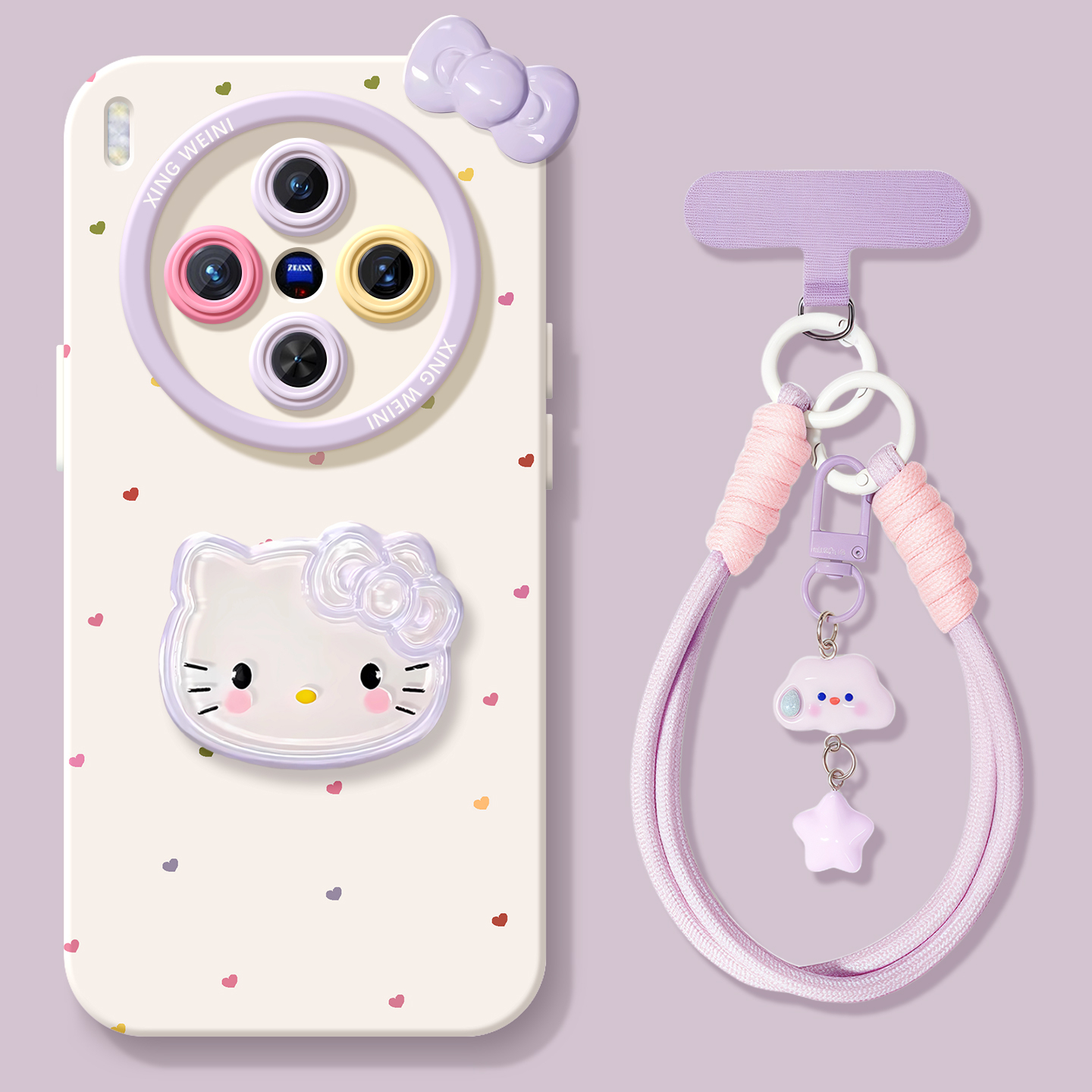 蝴蝶结kt猫适用vivox300手机壳x100s全包防摔x90pro新款x200promini女pro+软x60手绳x300pro保护套x80硅胶x70