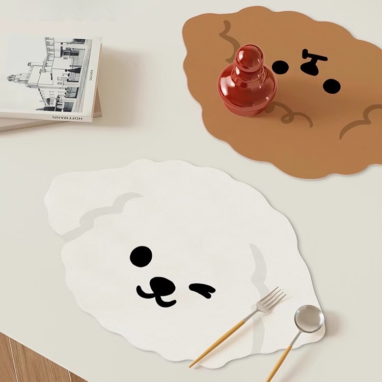 可爱动物皮革餐垫防水防油桌面保护垫隔热可擦防滑耐脏碗垫杯垫