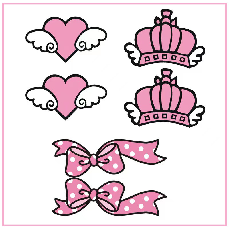 反光天使爱心皇冠翅膀蝴蝶结车贴可爱头盔电动车划痕遮挡装饰贴花