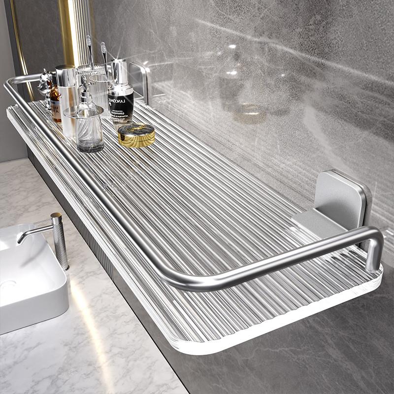 亚克力银色浴室卫生间置物架透明壁挂式洗手间洗澡间洗漱台收纳架