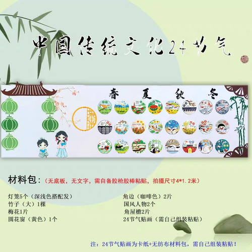 成语故事古诗词24节气传统文化主题墙黑板报墙面装饰布置迎新环创