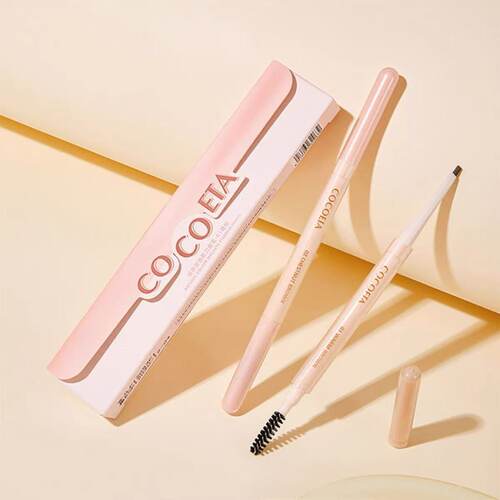 COCOETA自然型色砍刀眉笔暖棕栗棕茶灰色野生眉根根分明眉粉笔
