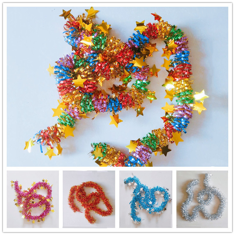 元旦圣诞装饰场景布置结婚彩带拉花彩条毛条生日婚房装饰开业挂饰