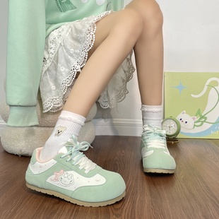 Warrior/回力抹茶绿卡通德训鞋女小众设计百搭休闲板鞋百搭女鞋潮