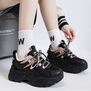 增高加绒女鞋 Warrior 百搭休闲运动鞋 女2025新款 潮 回力厚底老爹鞋