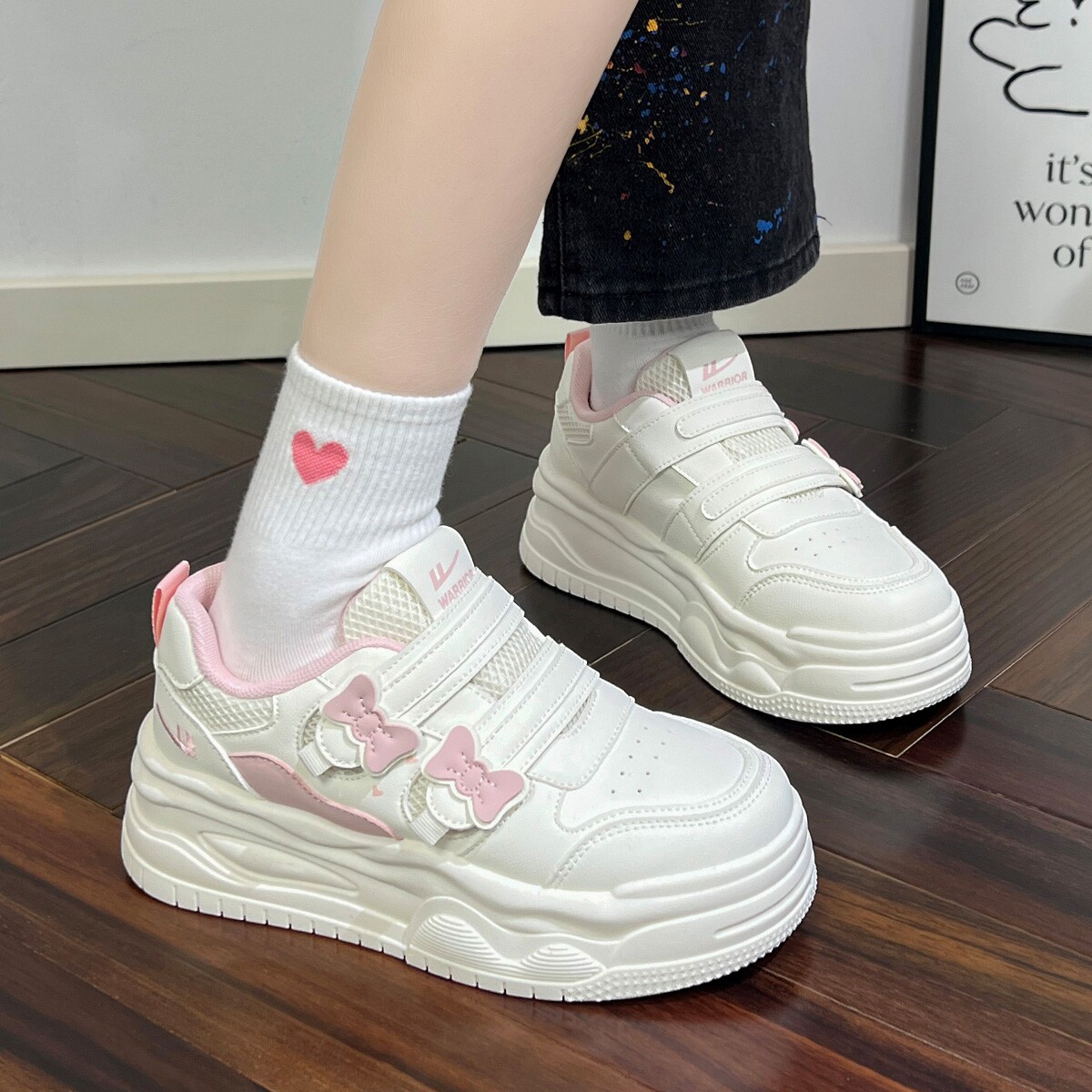 Warrior/回力蝴蝶结厚底魔术贴鞋