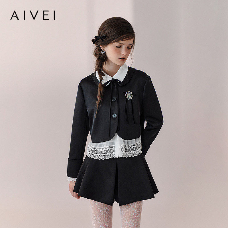 AIVEI欣贺艾薇2026春季日系少女学院风小个子西装短外套XSV1A01S