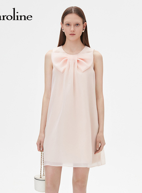 Caroline商场博主同款2024夏季新款浪漫蝴蝶结无袖连衣裙Q624002E